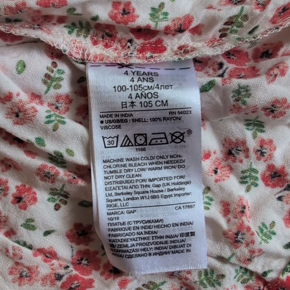 babyGap pretty autumn floral rayon collared shirt dress 4T toddler girls - Picture 5 of 6
